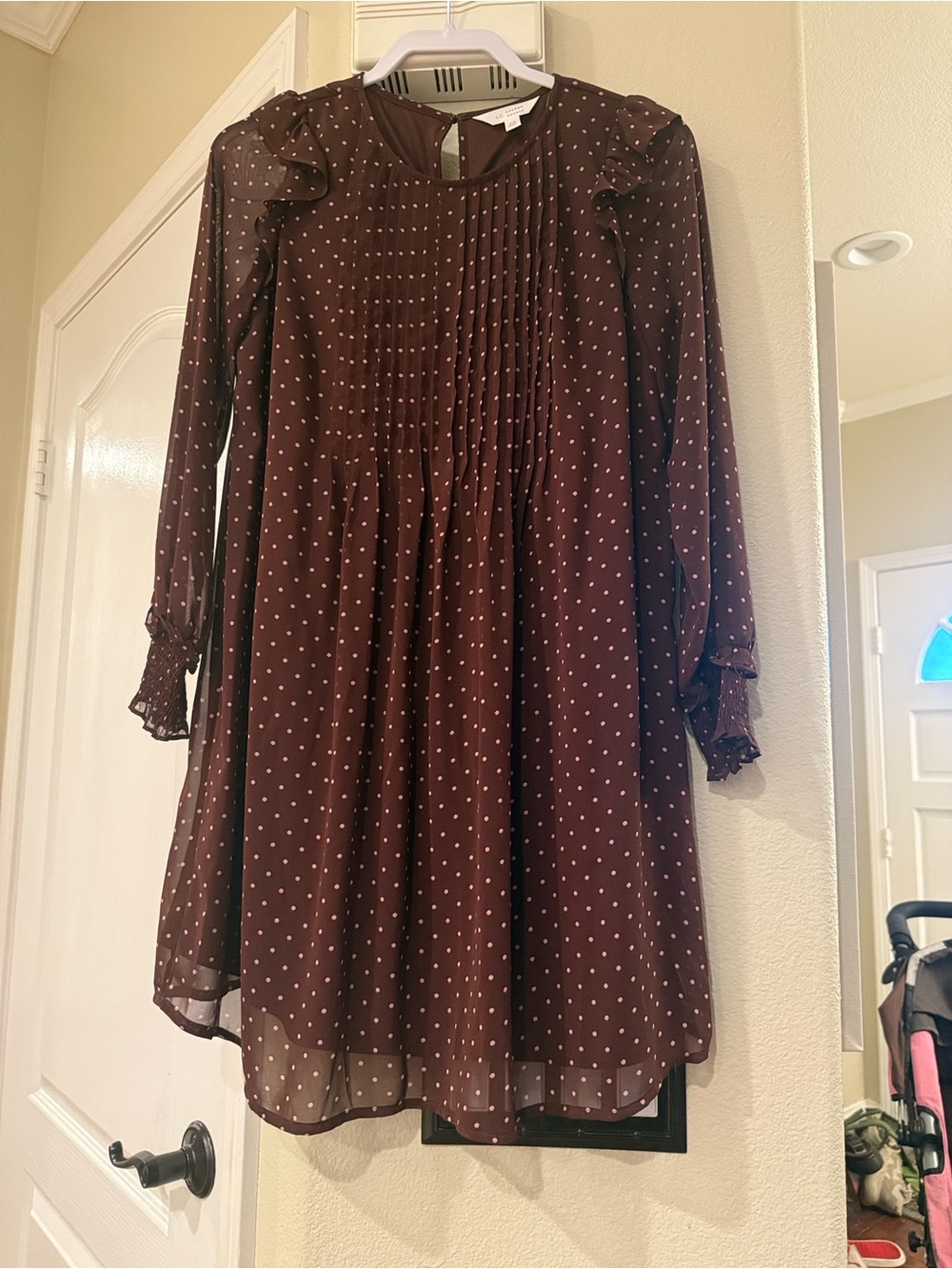 LC Lauren Conrad Maroon Polka Dot Mini Dress